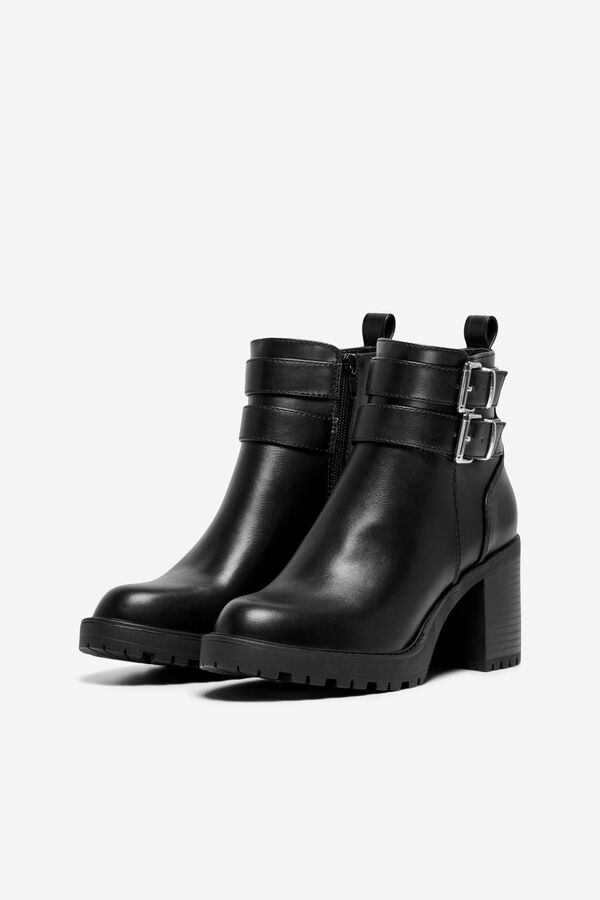 Only Botins de salto alto com fivelas preto