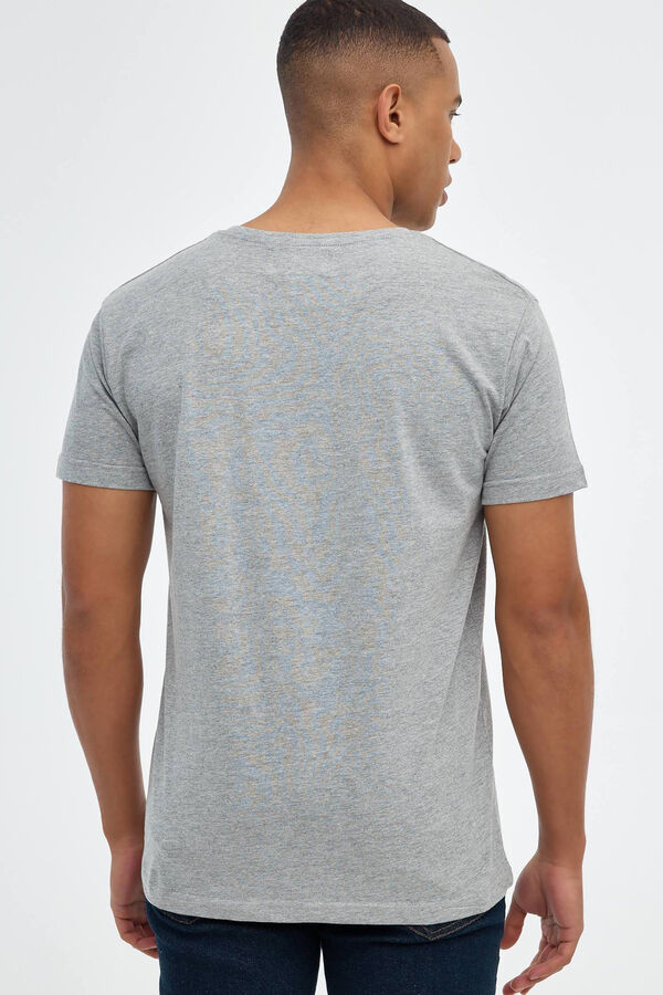Inside T-shirt b&aacute;sica print logo cinzento