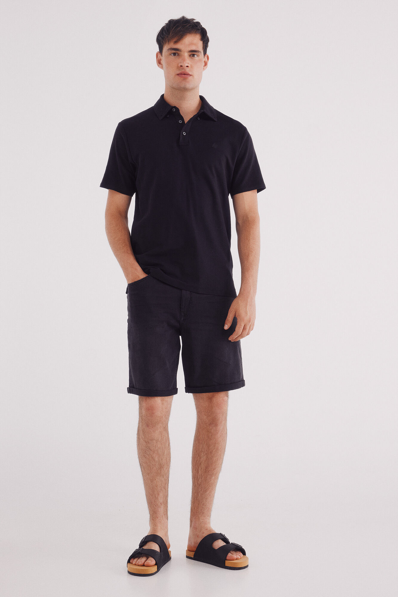 Springfield Bermuda vaquera ultra ligera negro regular fit