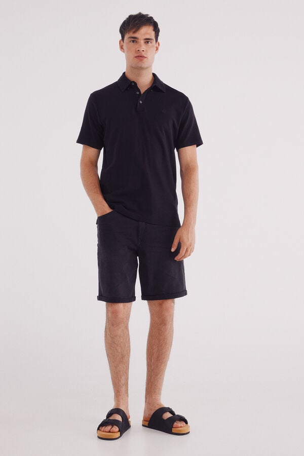 Springfield Bermuda vaquera ultra ligera negro regular fit negro