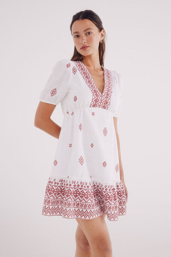 Springfield Blusa escote cenefa &eacute;tnica rojo