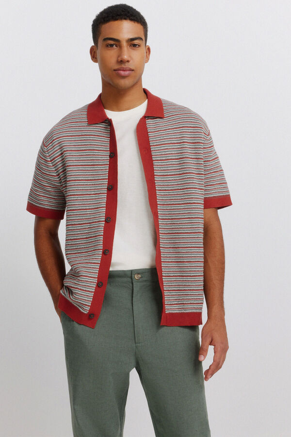 Springfield Pantal&oacute;n lino straight fit kaki