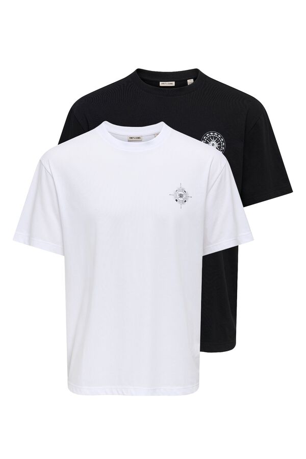 Only & Sons Pack 2 camisetas Jap&oacute;n negro