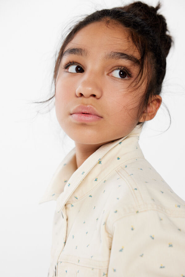 Springfield Kids Chaqueta denim estampada ni&ntilde;a beige