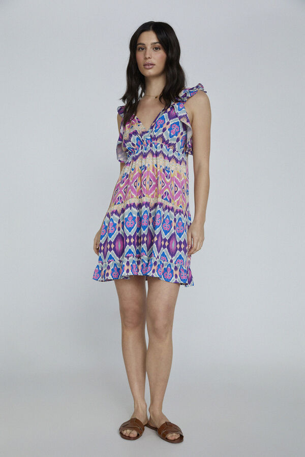 Only Vestido curto com folhos rosa