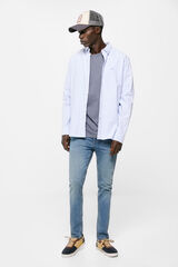 Springfield Jeans skinny lavagem m&eacute;dia manchada azul