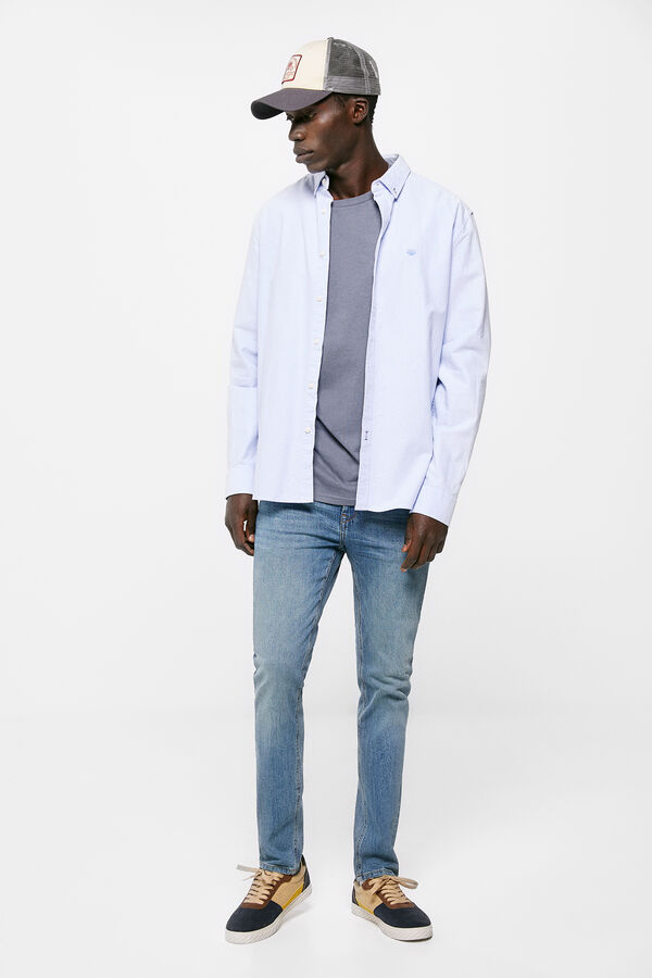 Springfield Jeans skinny lavagem m&eacute;dia manchada azul