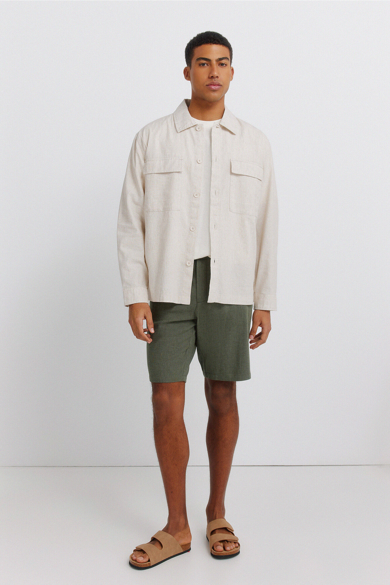 Springfield Bernuda dobby lino comfort fit