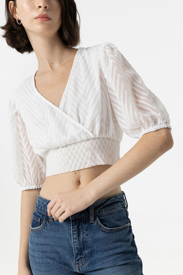 Tiffosi Blusa Cruzada Plumeti blanco