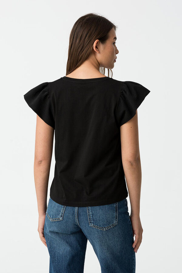 Tiffosi Camiseta con mangas arrugadas negro