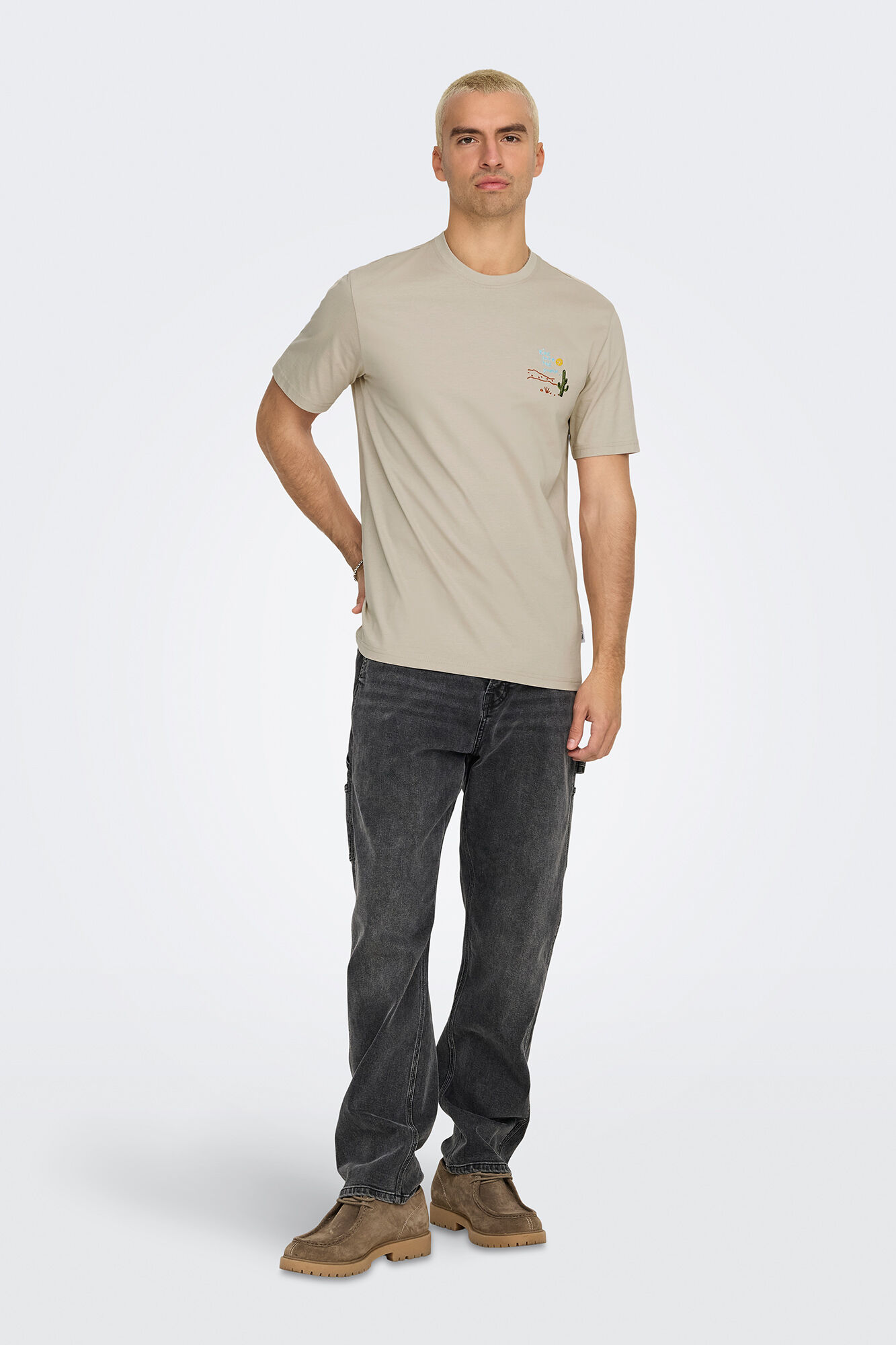 Only & Sons Camiseta de hombre regular fit. 100% algod&oacute;n org&aacute;nico.