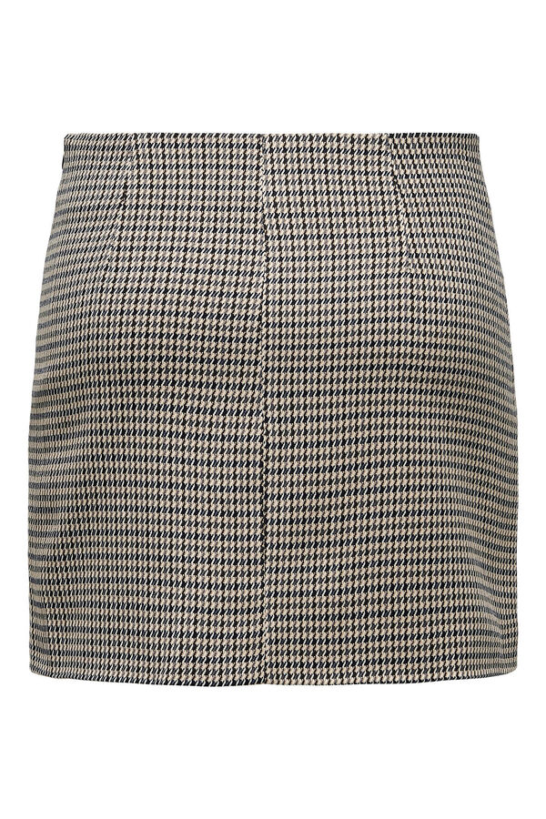 Only Saia curta com estampado pied-de-poule branco