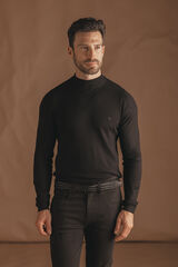 Celopman Su&eacute;ter B&aacute;sico com Gola Perking  preto