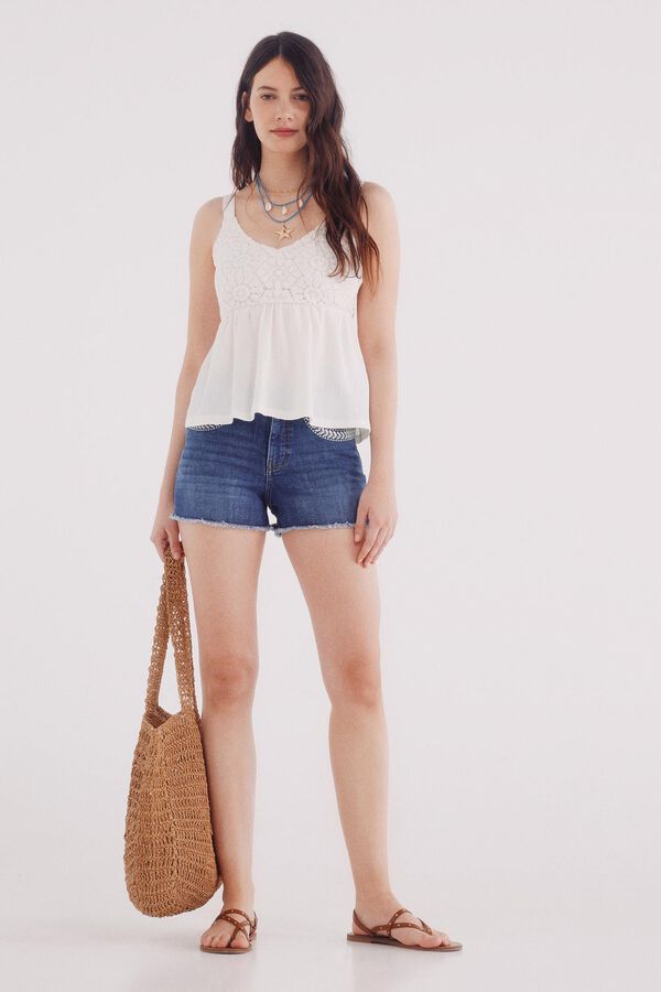 Springfield Shorts vaqueros bolsillos bordados azul