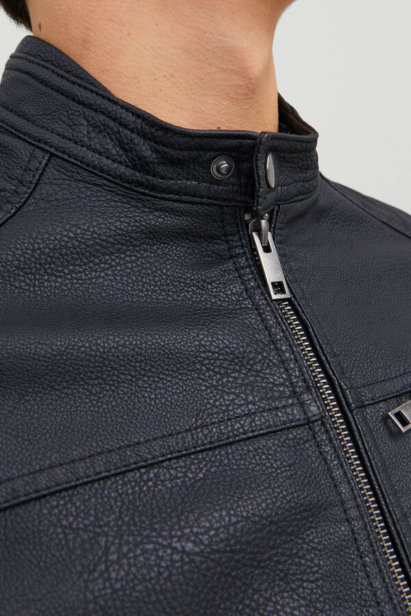 Jack & Jones Cazadora biker efecto piel negro