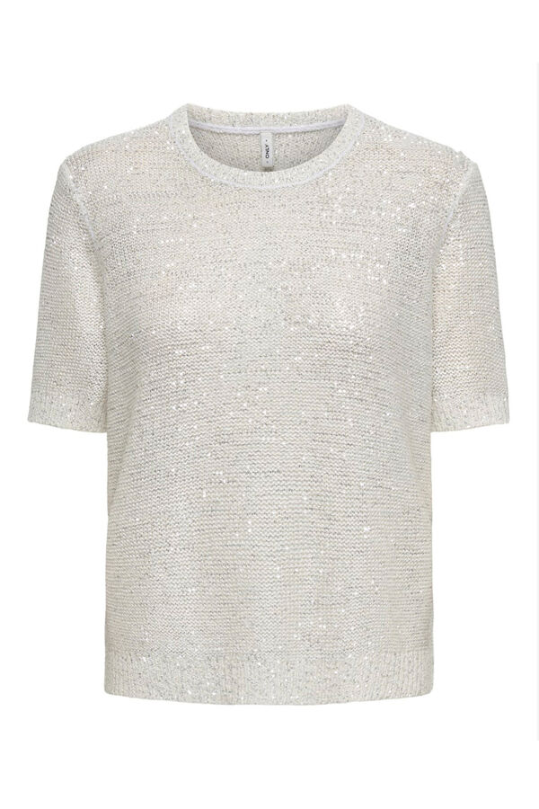 Only Top de malha com lantejoulas branco