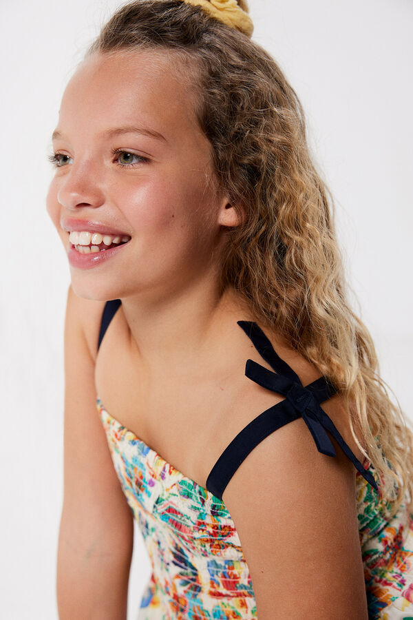 Springfield Kids Vestido al&ccedil;as flores menina azul