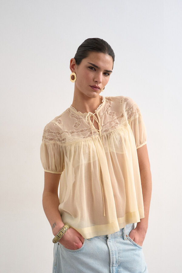 Topshop Blusa semitransparente bege