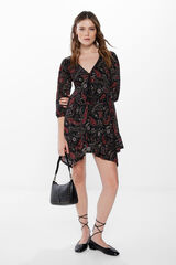 Springfield Vestido estampado curto bicos preto