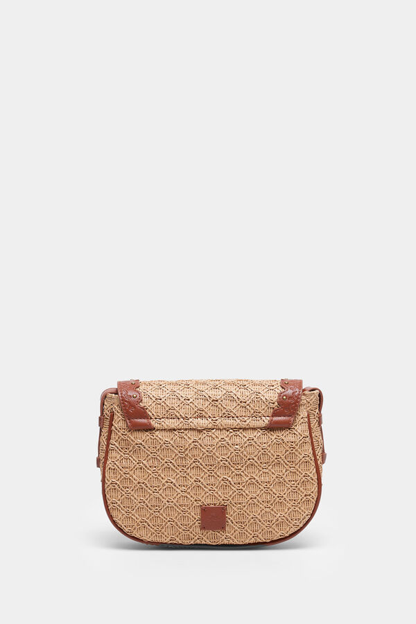 Springfield Bolso Bandolera Rafia Combinado blanco