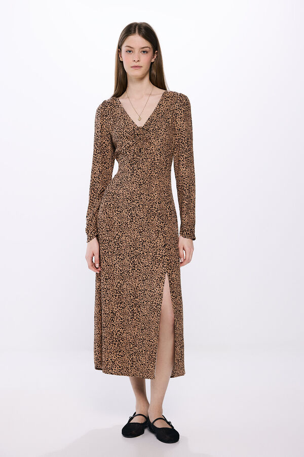 Springfield Vestido midi leopardo nude
