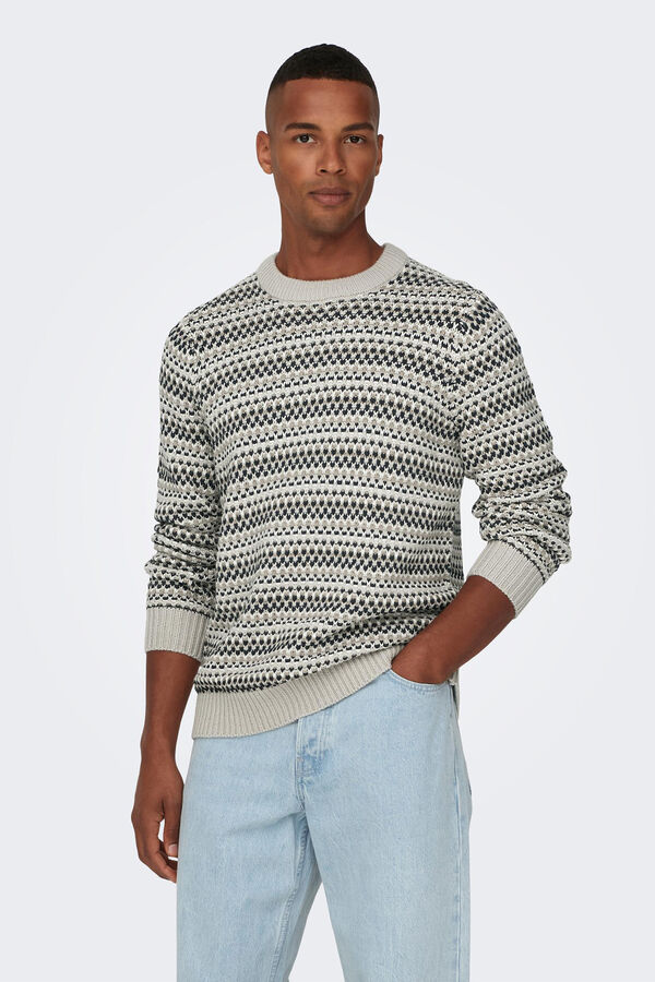 Only & Sons Camisola jacquard cinzento