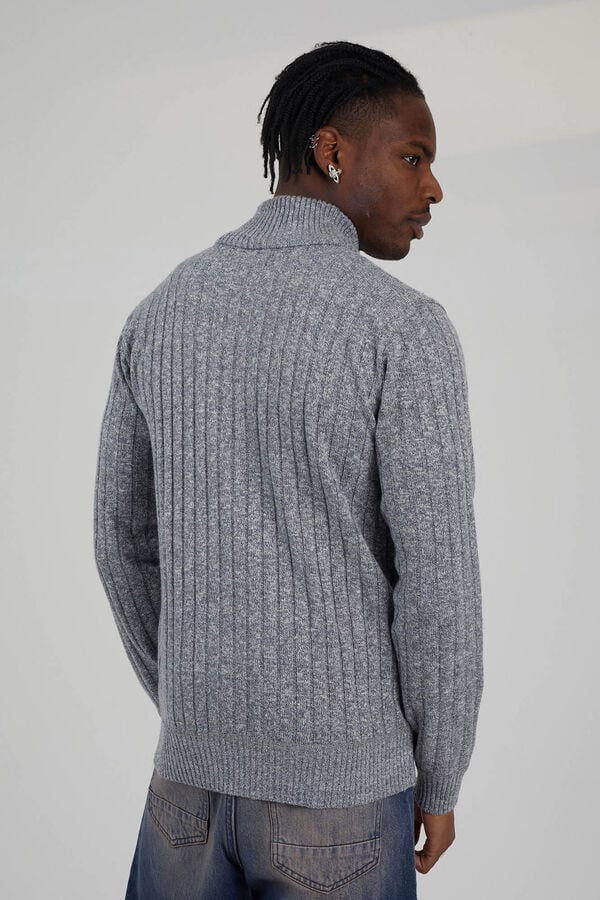 Jack & Jones fecho-&eacute;clair malha com z&iacute;per cinzento