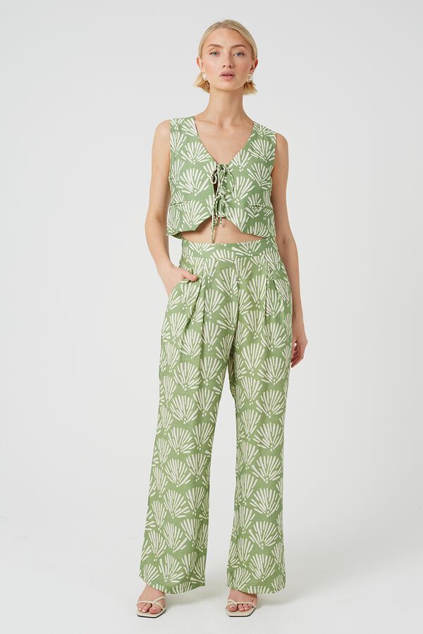 Brave Soul Colete estampado com gola em bico verde