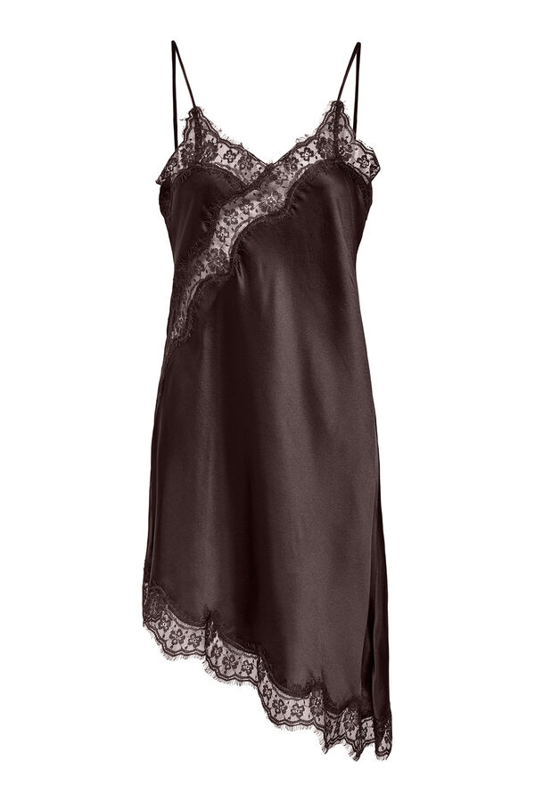 JDY Vestido curto de lingerie castanho