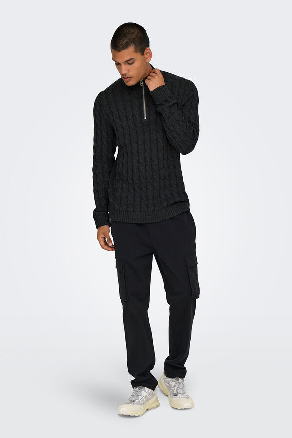 Only & Sons Jersey de punto de hombre con forma trenzada regular fit gris