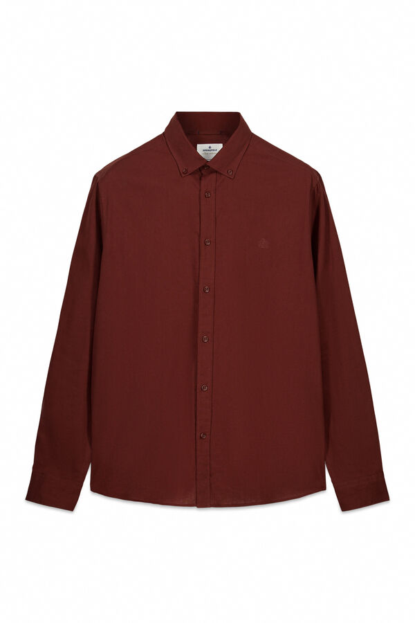 Springfield Sobrecamisa de linho com bolso overshirt castanho