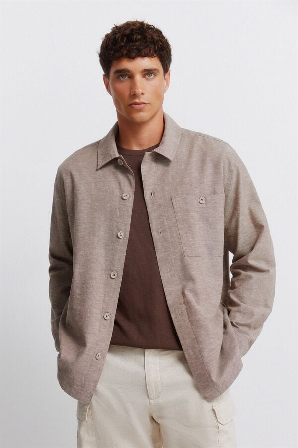 Springfield Sobrecamisa de linho com bolso cru