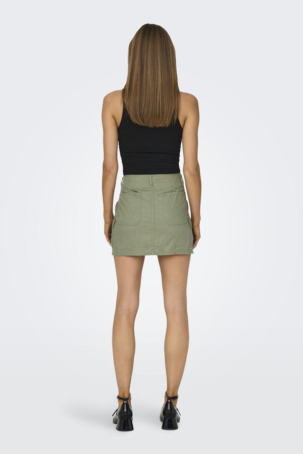 Only Saia cargo mini linho verde