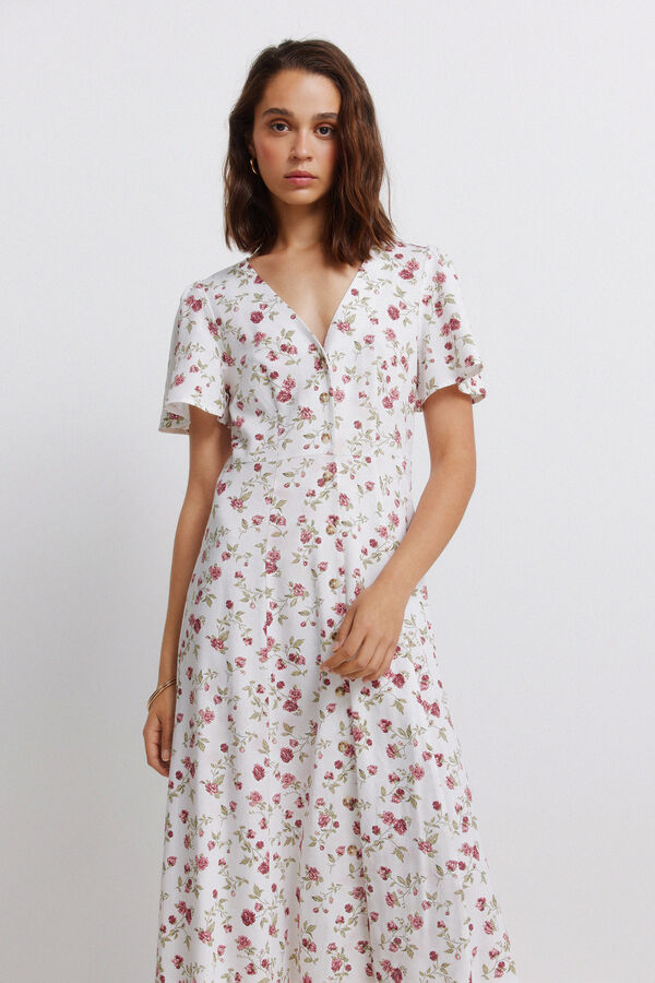 Springfield Vestido midi estampado floral blanco