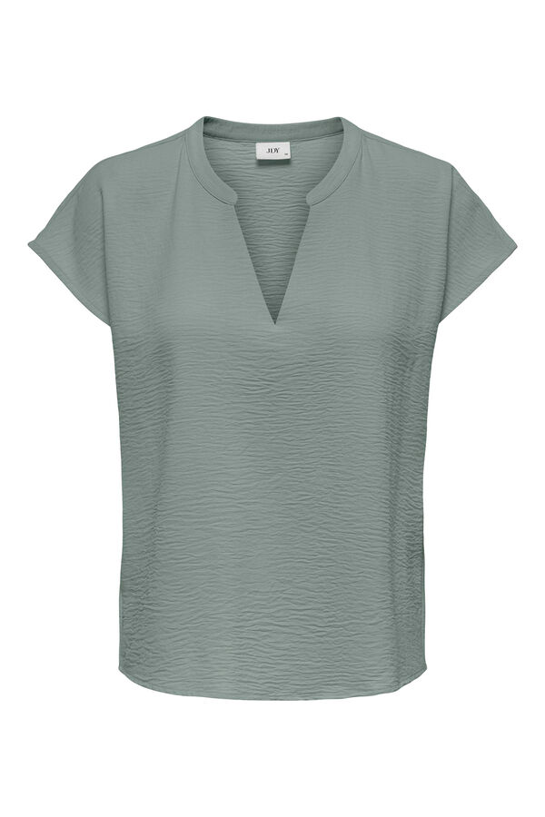 JDY Blusa de linho manga curta verde