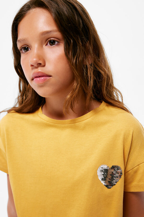 Springfield T-shirt de lantejoulas para menina camelo
