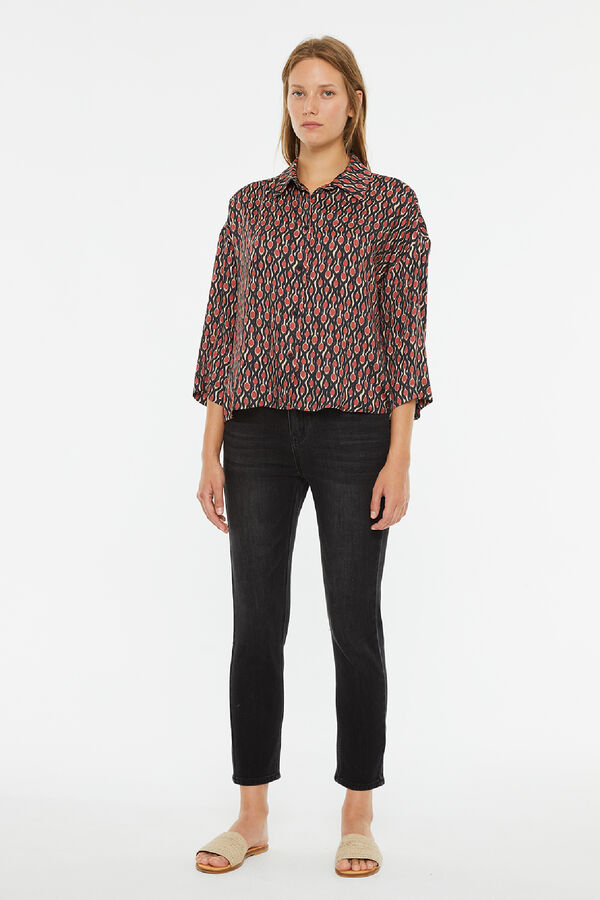 System Action Camisa manga comprida com estampado geom&eacute;trica estampado