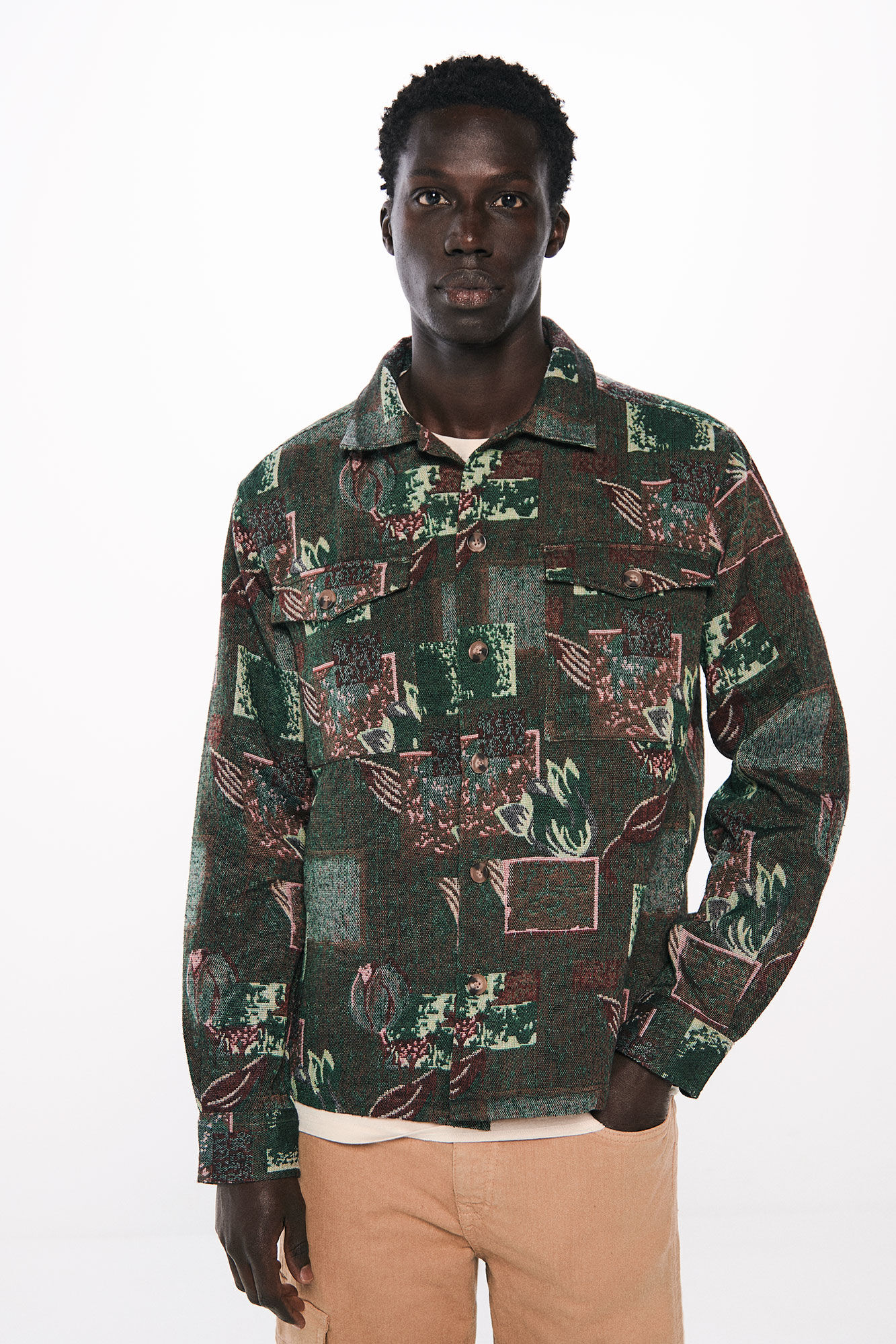 Springfield Sobrecamisa em tecido tape&ccedil;aria