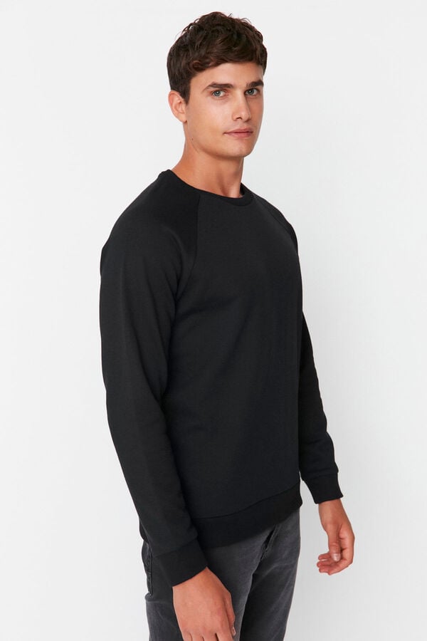 Trendyol Sweatshirt normal sem capuz  preto