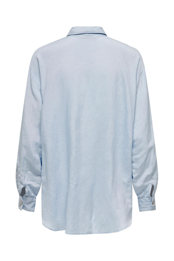 Springfield Camisa de algodão e linho azulado