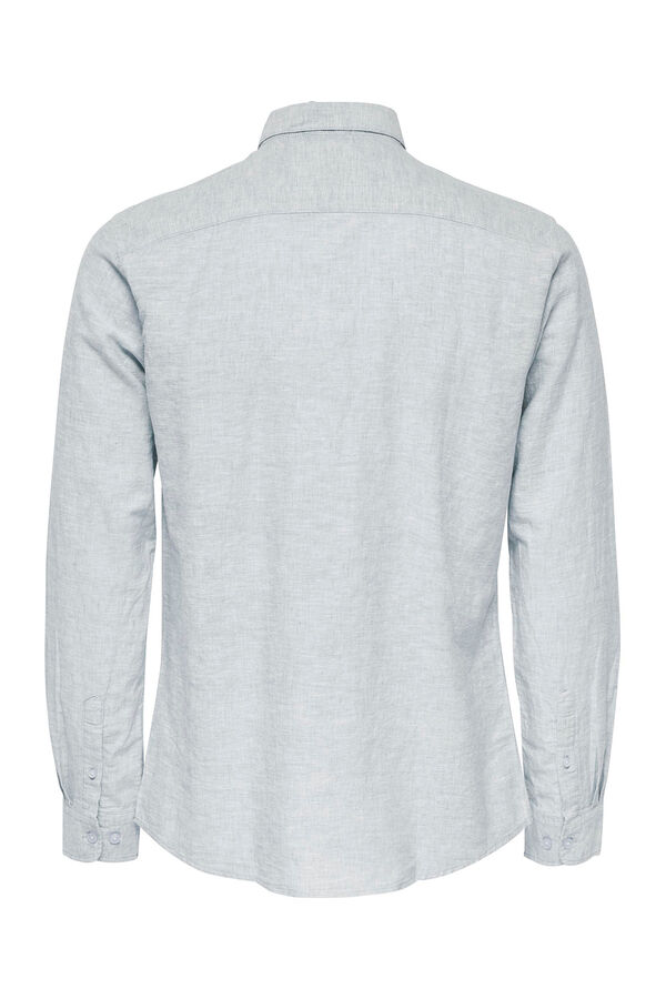 Only & Sons Camisa manga larga lino azul