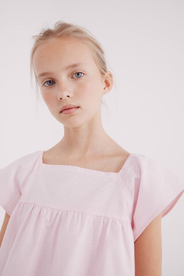 Springfield Kids Blusa às riscas oxford de menina rosa