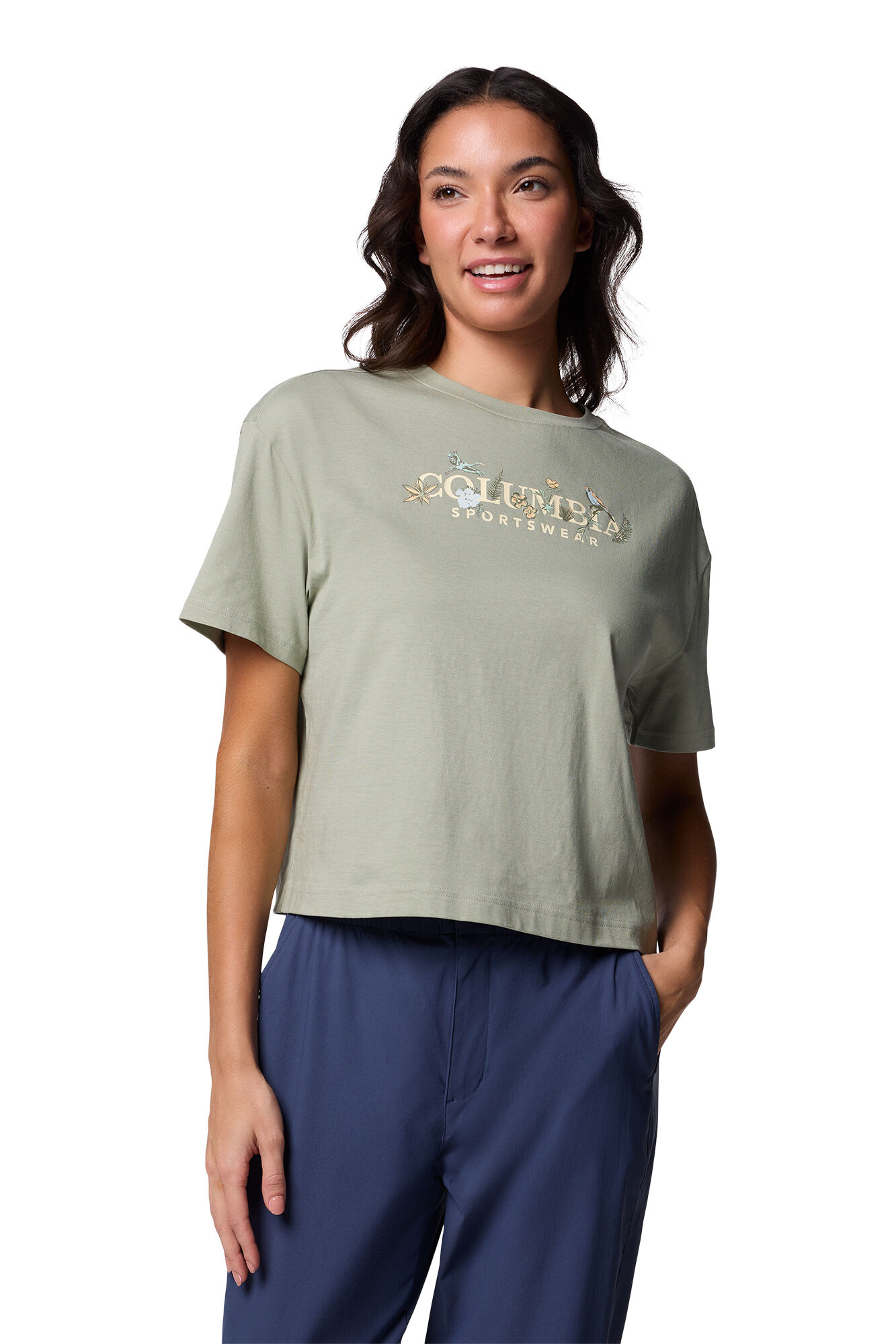 Columbia Camiseta corta de ajuste relajado con estampado Rolling Bend&trade; de Columbia para mujer