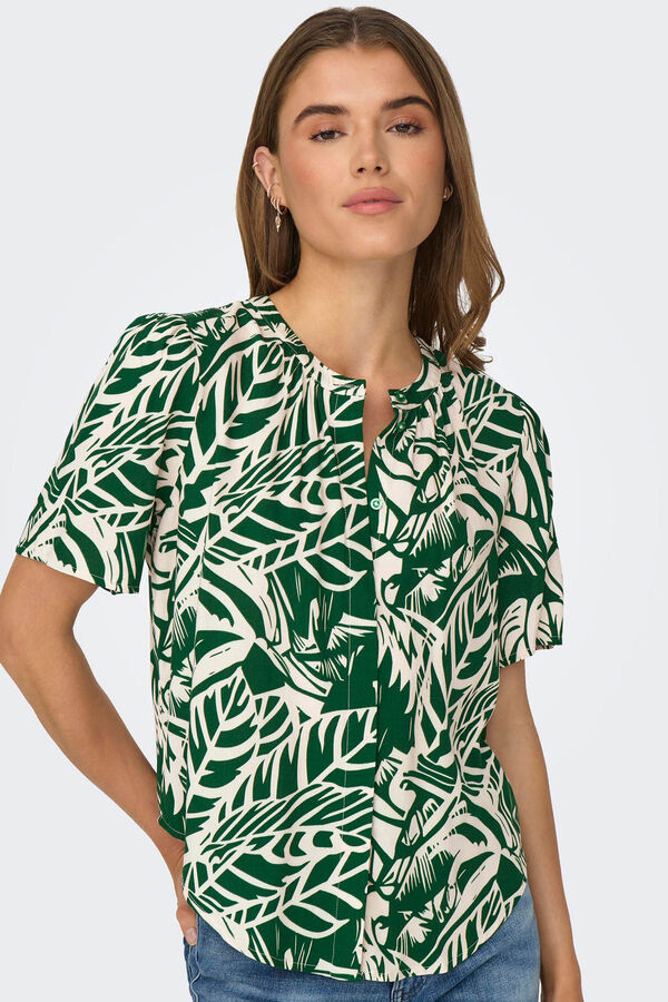 JDY Top estampado decote bico verde
