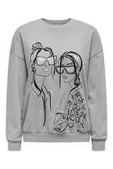 Only Sudadera con dibujo frontal en relieve gris