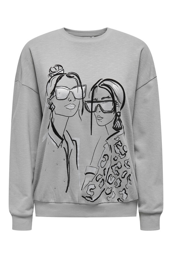Only Sudadera con dibujo frontal en relieve gris