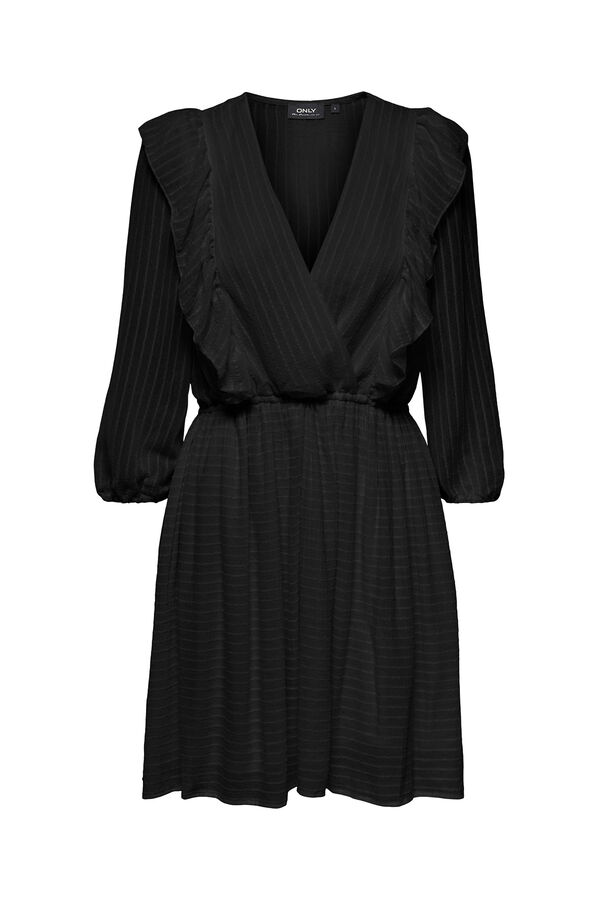 Only Vestido curto folhos preto