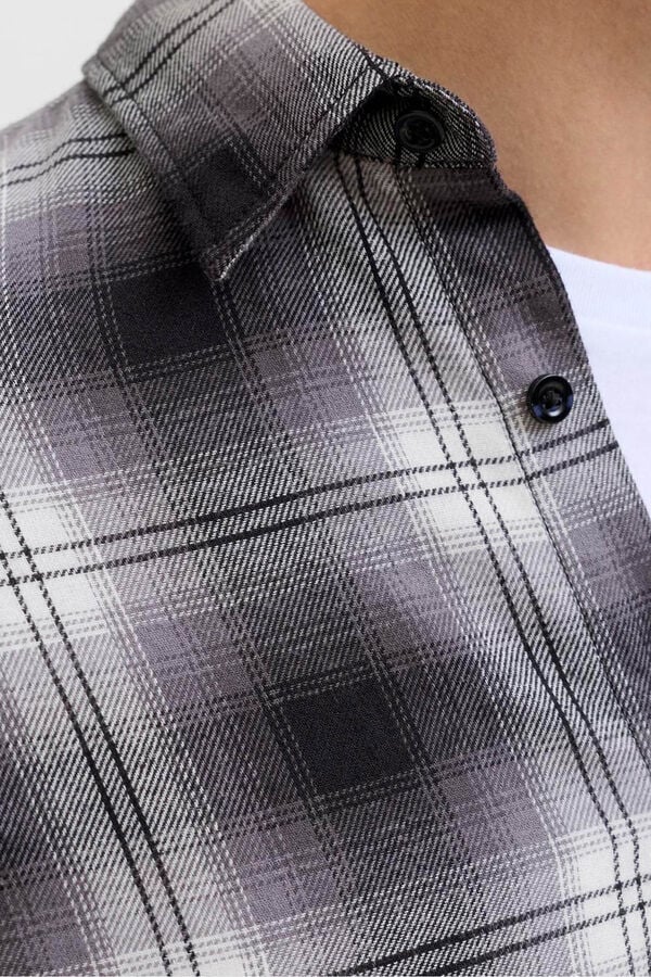 JJ REBEL Camisa xadrez regular fit cinzento