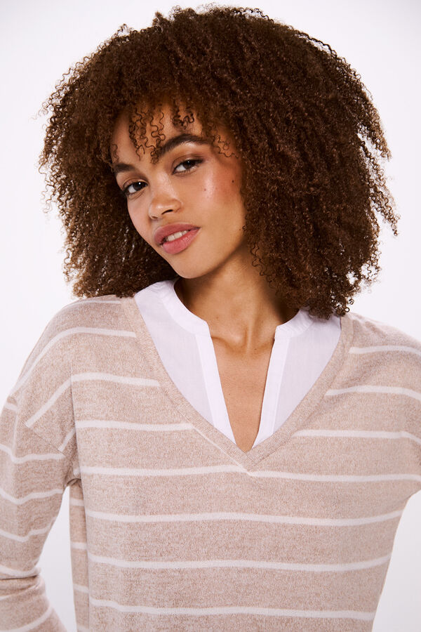 Springfield Camiseta combinada tacto suave nude