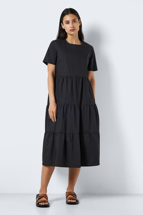 Noisy May Vestido midi de manga corta negro